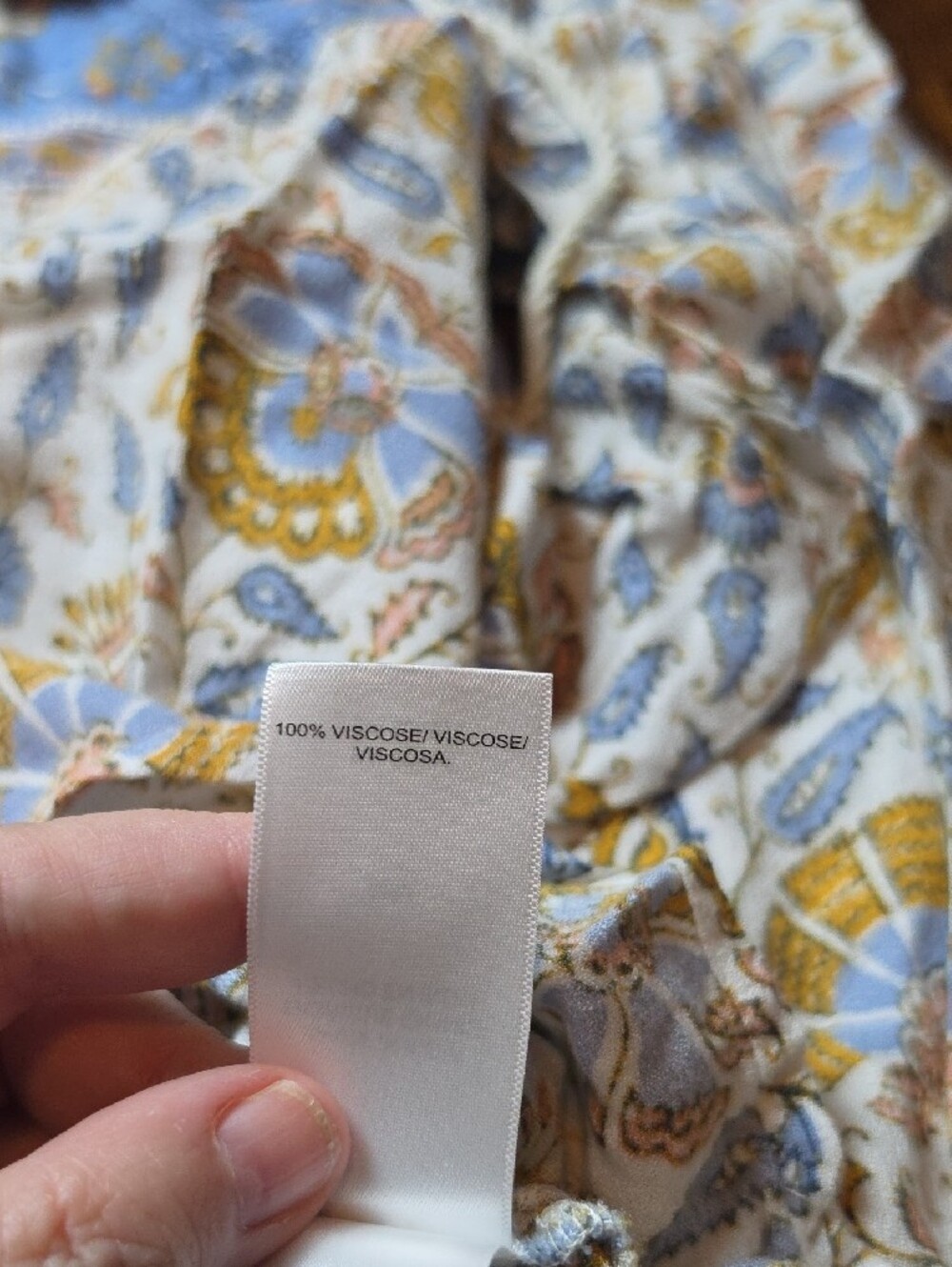 LUCKY BRAND | Boho Peasant Tassel‎ Tie Floral Paisley Blouse Flowy Viscose | M - Picture 4 of 8
